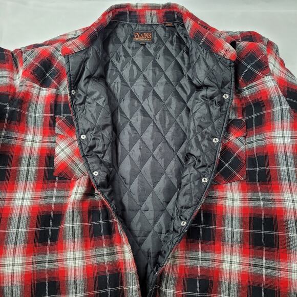 Plains Western Wear Lined Red Plaid Flannel Shirt Jacket Shacket Unisex size XL - Picture 11 of 14